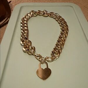 Gold Heart Pendant Chain Necklace by Express